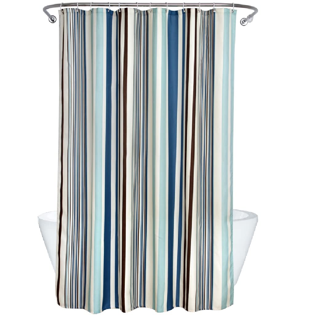 MOBYGKFY Vertical Striped Polyester Fabric Shower Curtain Washable Bathroom Partition