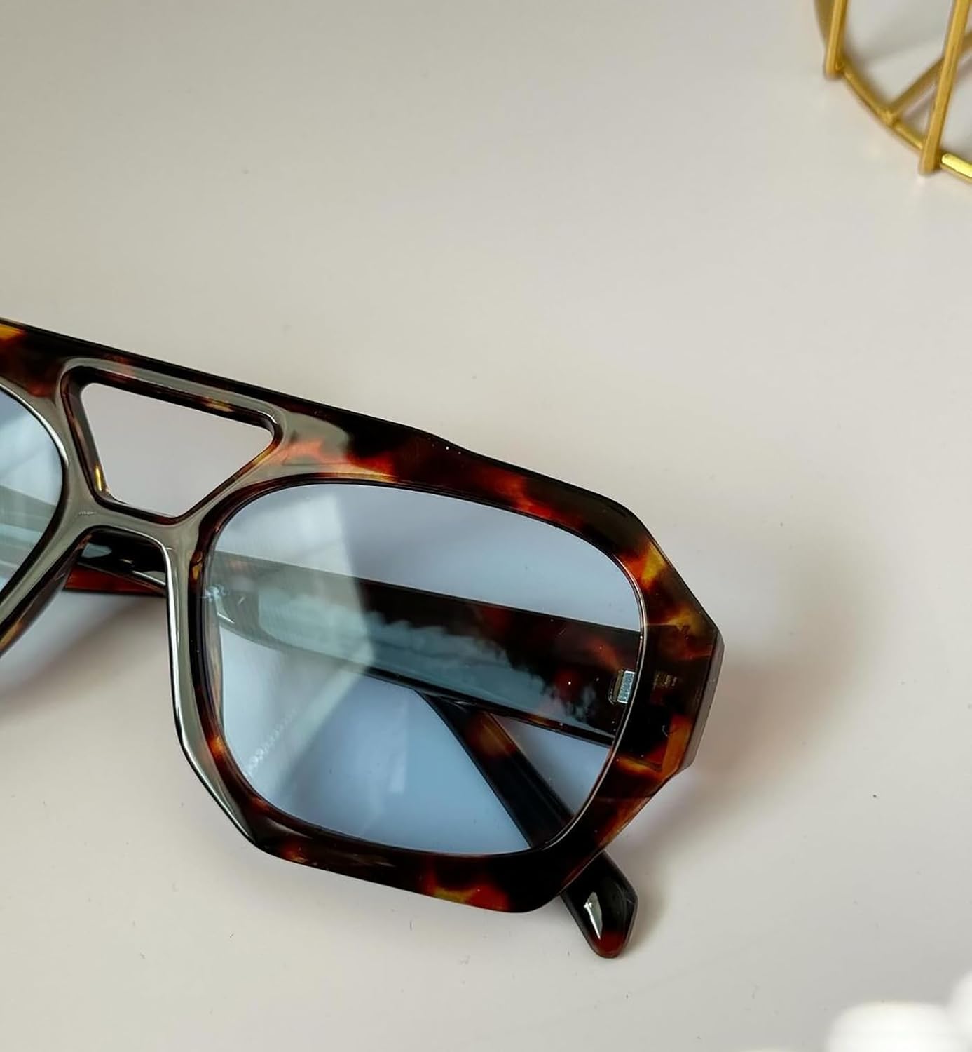 SDINM Trendy Designer Hexagon Aviator Sunglasses for Women Men Retro 70s Square Thick Frame Sun Glasses Shades - Image 5