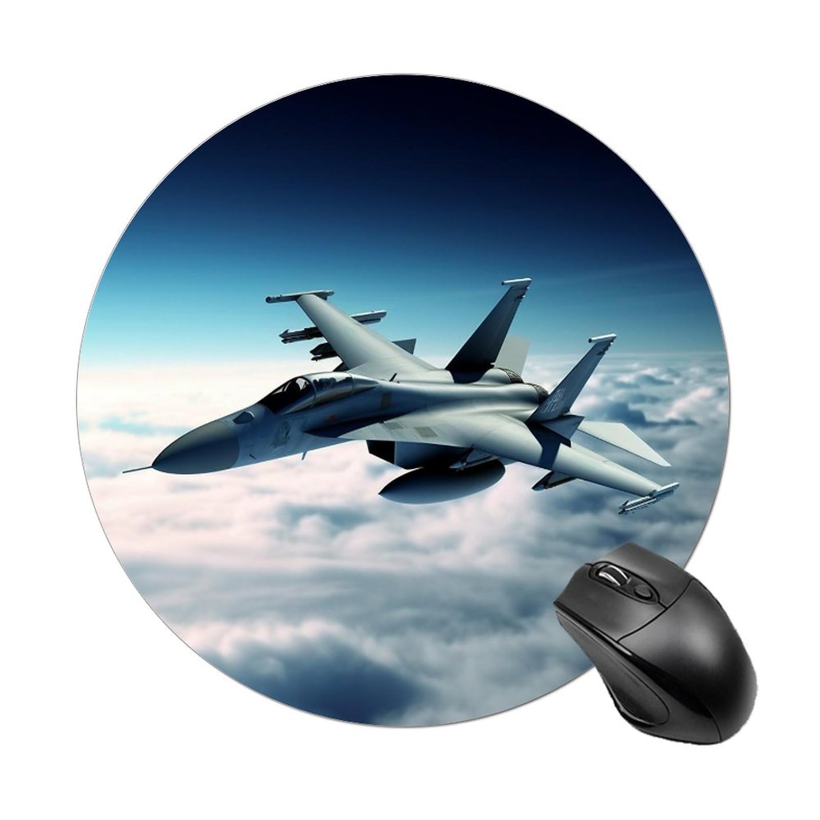 Aircraft Fighter Jets Mouse Pad Funny Round Mousepad Anti-Slip Rubber Mouse Mat Laptop Desk Accessories 7.8 X 7.8 Inch for Office and Home Use