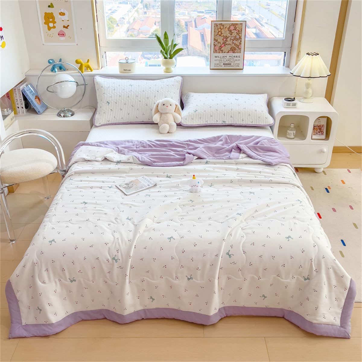Surwin Couvre Lit Matelassé Élégance Moderne Réversible Dessus de Lit en Microfibre Ultra Douce Légère et Respirante Courtepointe Boutis Couvre Lit d'été Lavable en Machine (Violet,200x230cm)