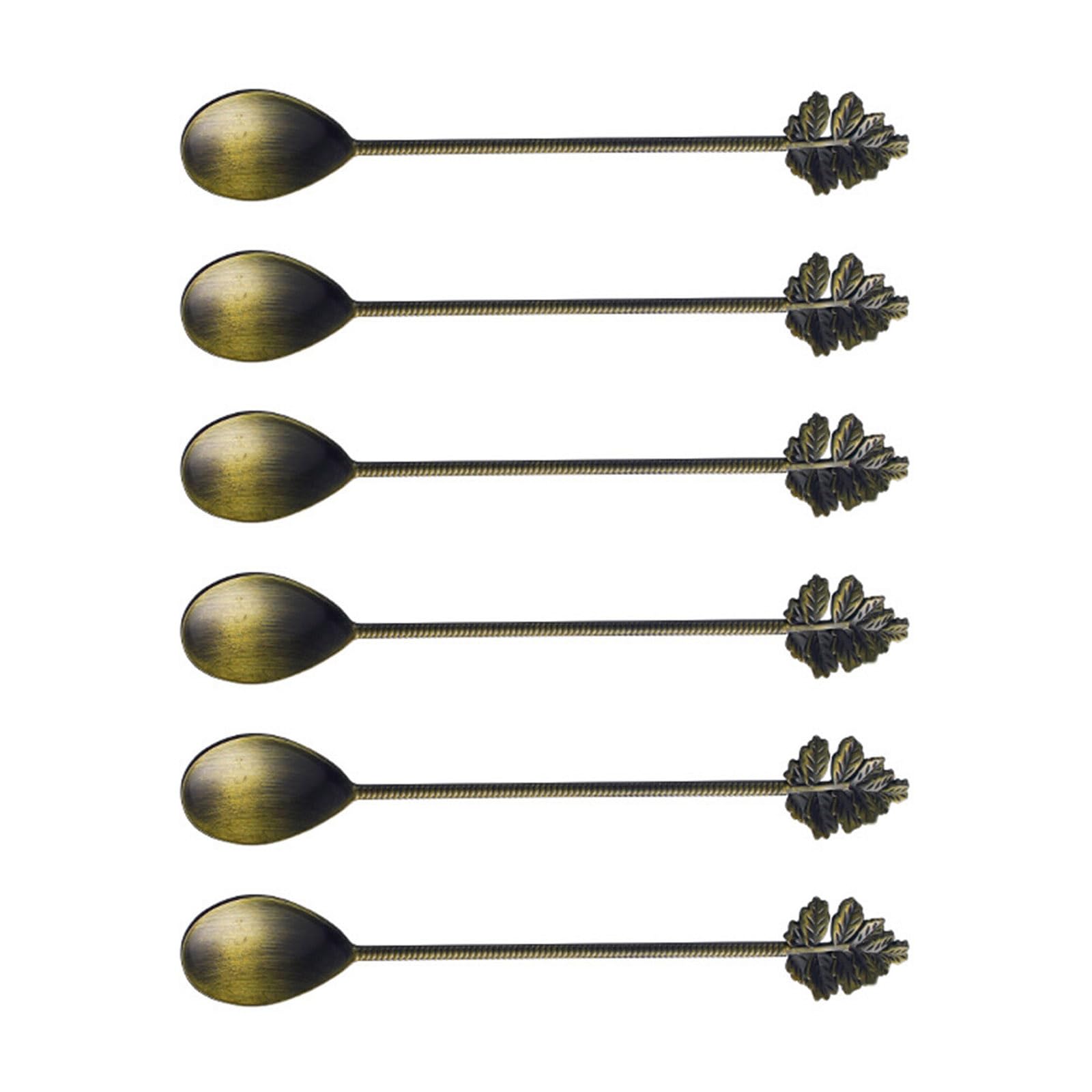 Xjdzineq Of 6 Multipurpose Stirring Utensils Zinc Alloy Maple Design for Beverages Dessert Cooking Stir Spoons for Coffee