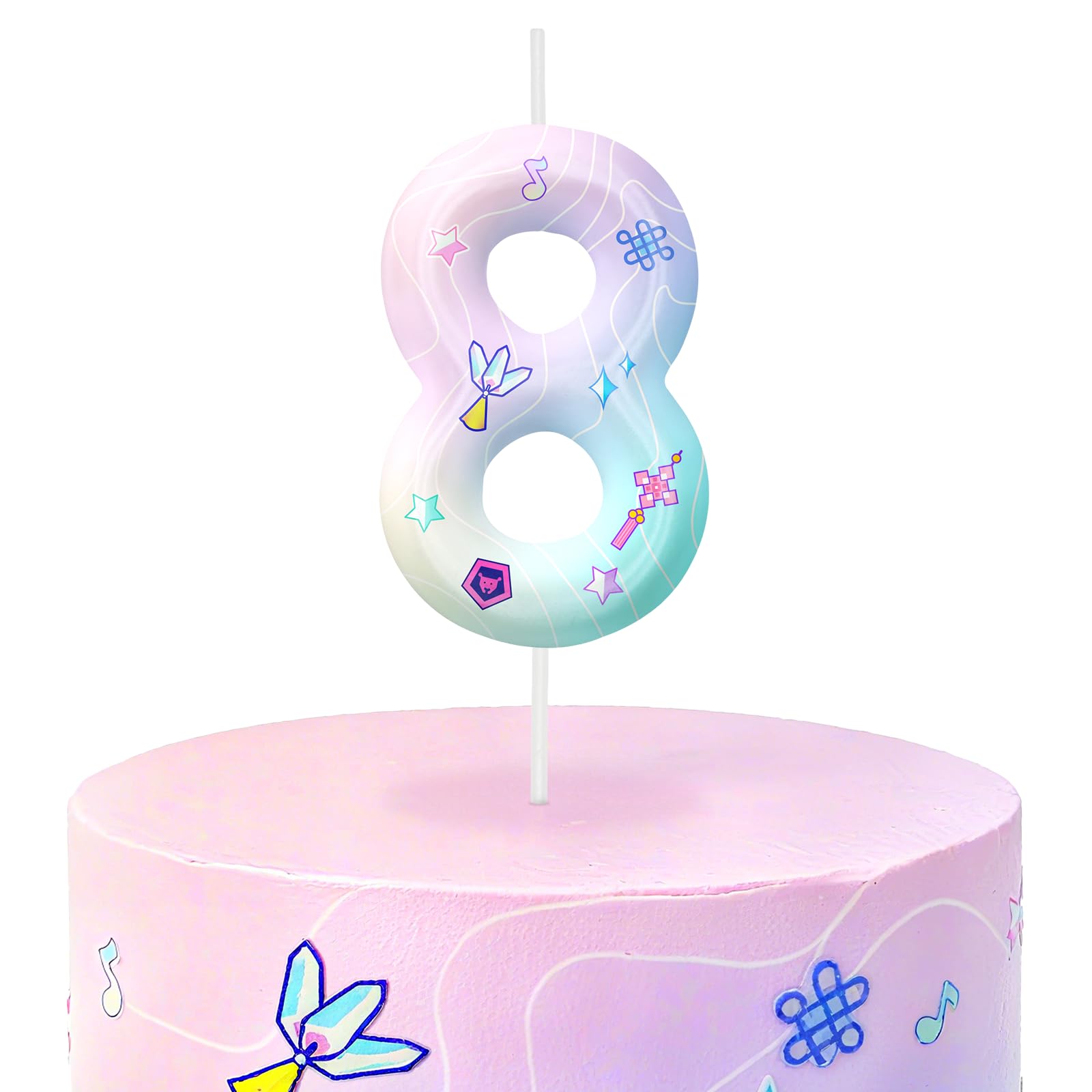 Kpop Number 8 Birthday Candles for Birthday Decorations and Cake Topper