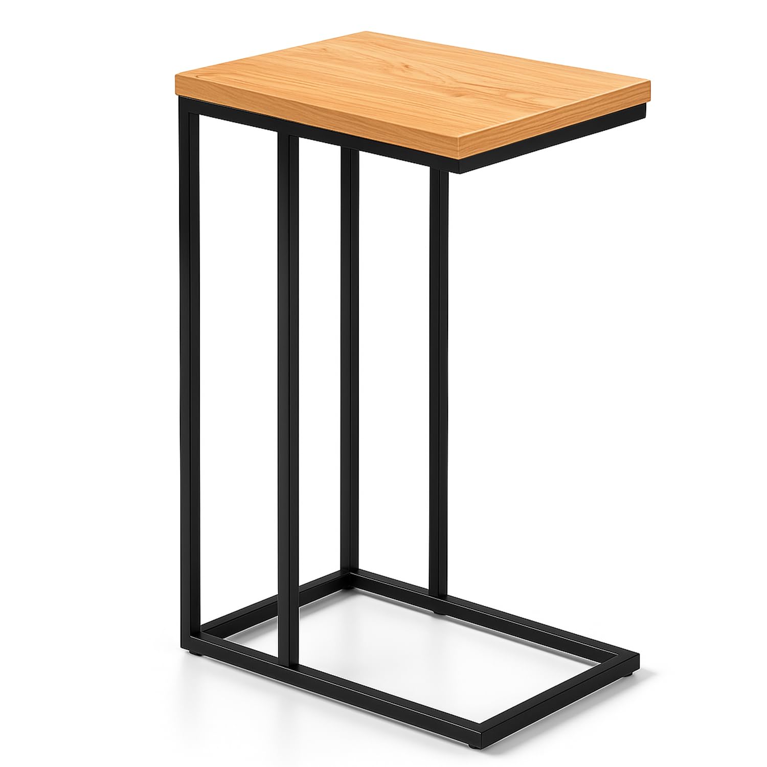 SG Traders C Shaped Side Table Coffee Table End Table Under Sofa Living Room Table Snack Laptop Holder Stable Metal Frame for Bedroom Office Sofa Bed Side Table Easy to assemble (Natural) โ image 1