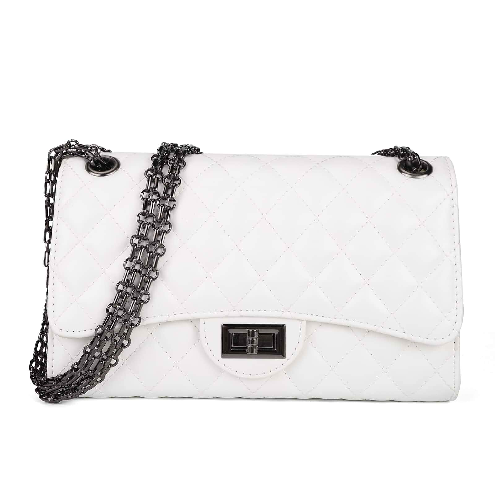 Gladdon Quilted Crossbody Purse for Women Trendy Shoulder Bags Stylish Shoulder Purse,Quilted Pattern,Structured bag,Chain Strap,Spacious Enough,Casual and Dressy Outfits,Any Occasion