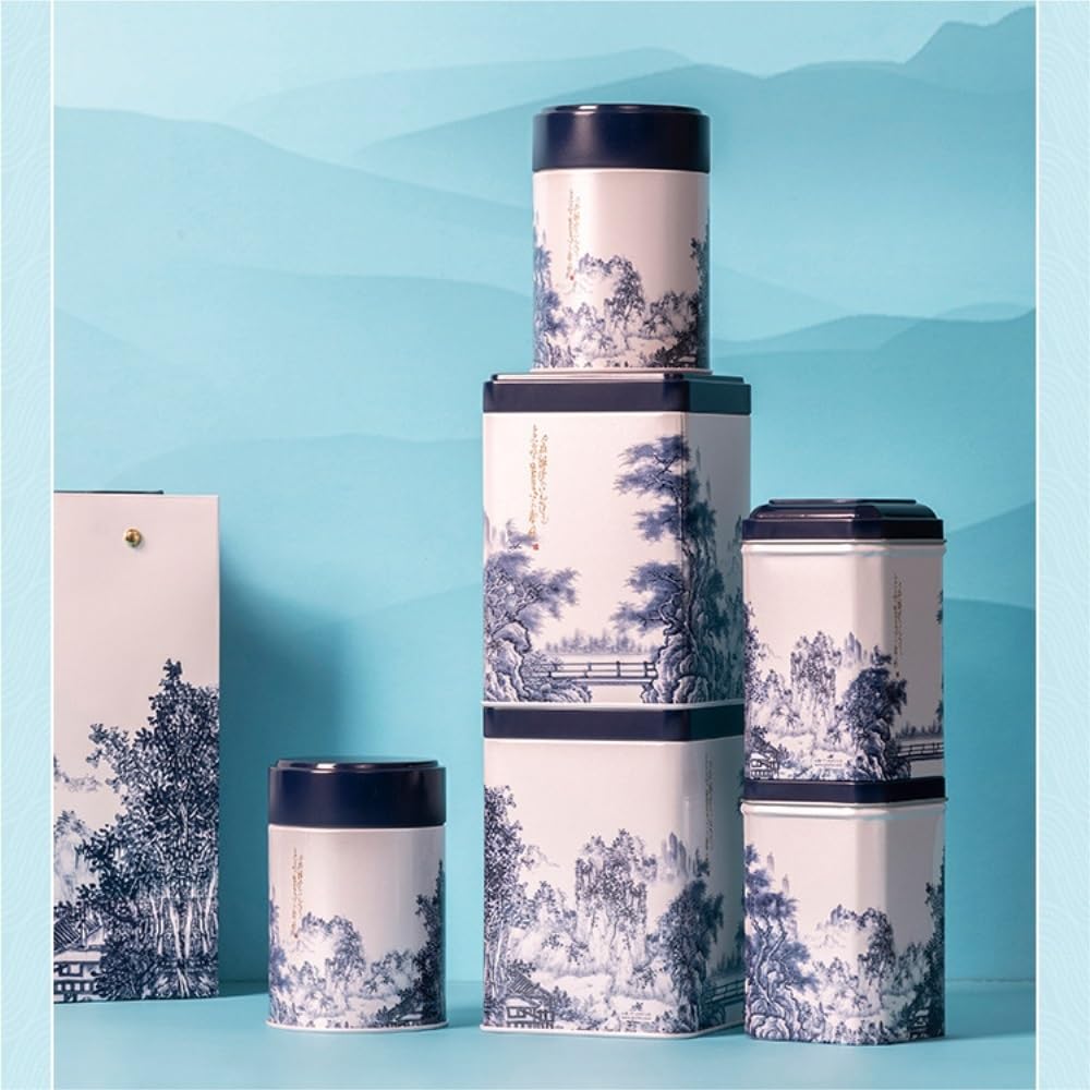 Juego De Té Contenedor de Almacenamiento de té Suelto for el hogar, Lata de hojalata, Tarro for condimentos de Cocina, Tarro Sellado, Juego de té, Caja de Regalo Tarro para Guardar Té(B)