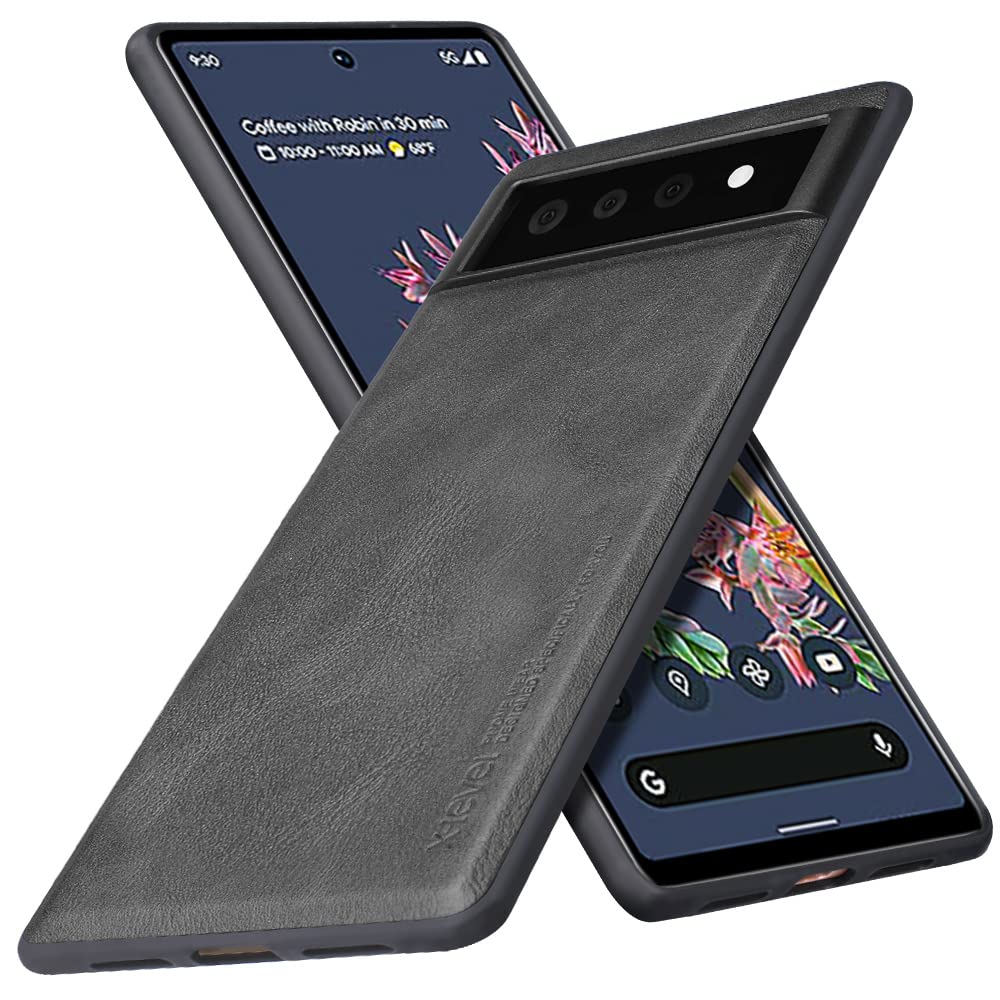 X-level for Google Pixel 6 Case,Anti-Scratch Premium PU Leather Soft TPU Bumper Shockproof Protective Phone Cover Case for Google Pixel 6 (Gray)