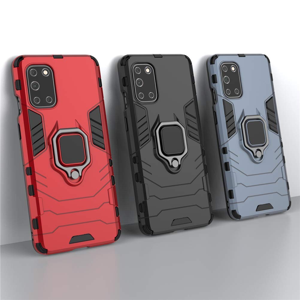 Case for OnePlus 8T Case, TPU Silicone + Hard PC Shell Metal Ring Stand