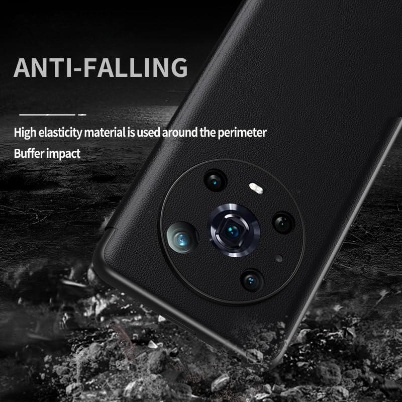 Coque compatible Huawei Honor Magic 4 antichoc rabat miroir cuir PC transparent rigide - 2
