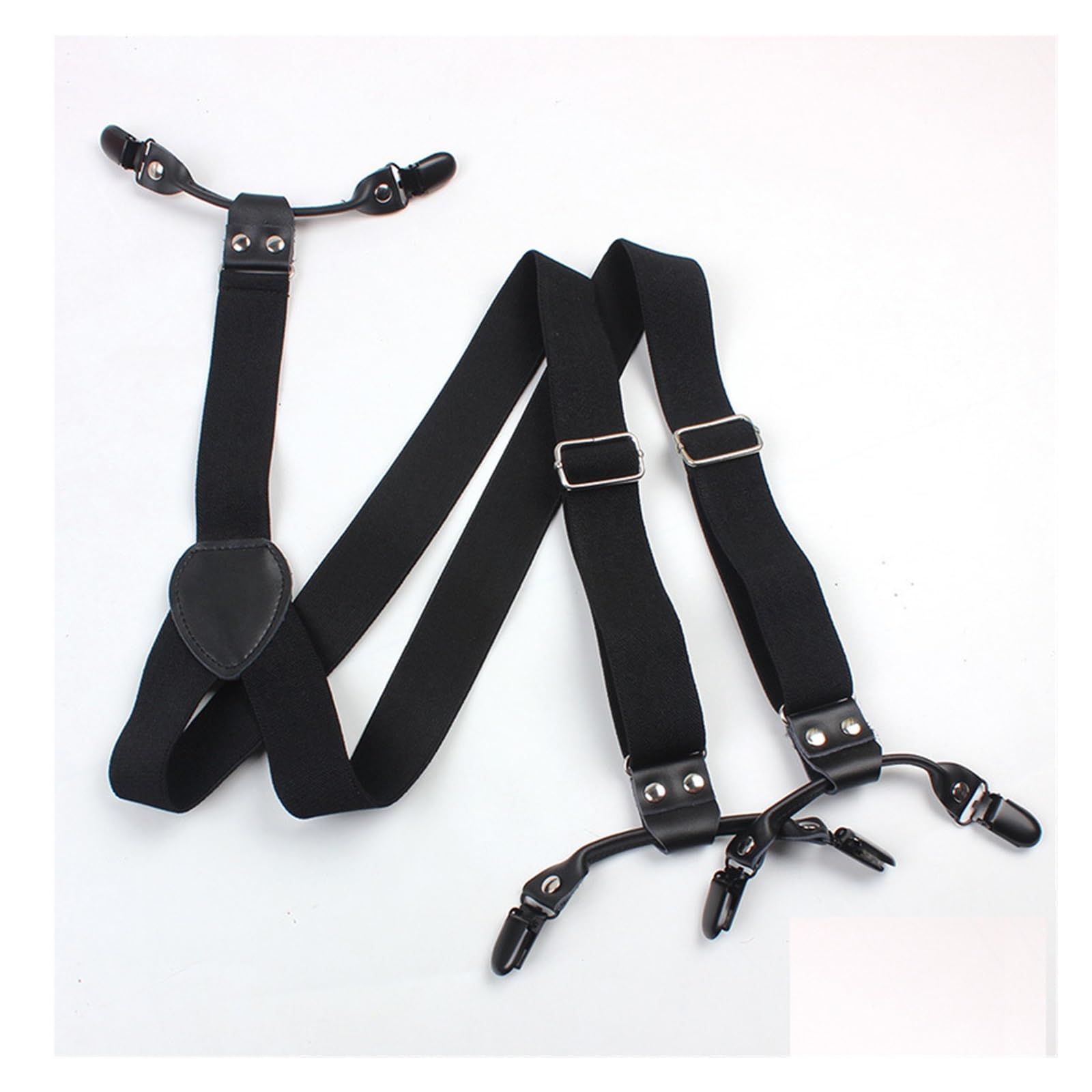 Tirantes elásticos de 6 Clips for Hombres y Mujeres Tirantes Ajustables elásticos Negros