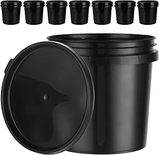 8 Pack Small Paint Bucket for Painting Touch Up Paint Containers with Lids 1 Quart Paint Cans 2 Pint Plastic Paint Storage Containers Empty Paint Cans Hand Held Paint Pail for Leftover Paint