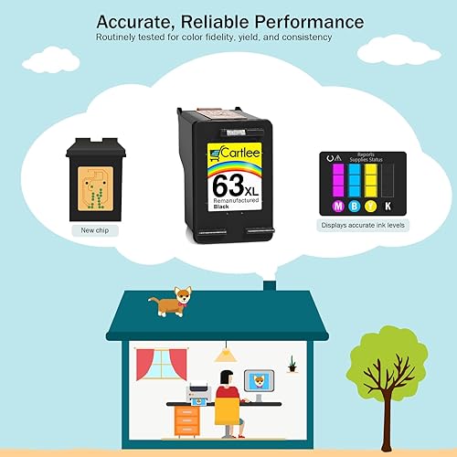 Miniatura 6 de Cartlee Cartucho de tinta remanufacturado de repuesto para HP 63XL 63 XL para impresoras HP Officejet 3830 Envy 4520 Officejet 4650 5258 5255 5200