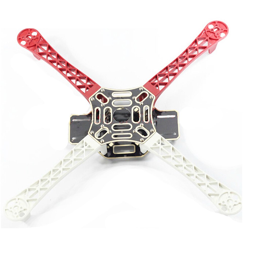 Mallofusa 4-Axis HJ450 F450 RC Quadcopter Multirotor Airframe Flame Wheel Rack Kit RC Airplane Building Kit for KK MK MWC (Red + White + Black)
