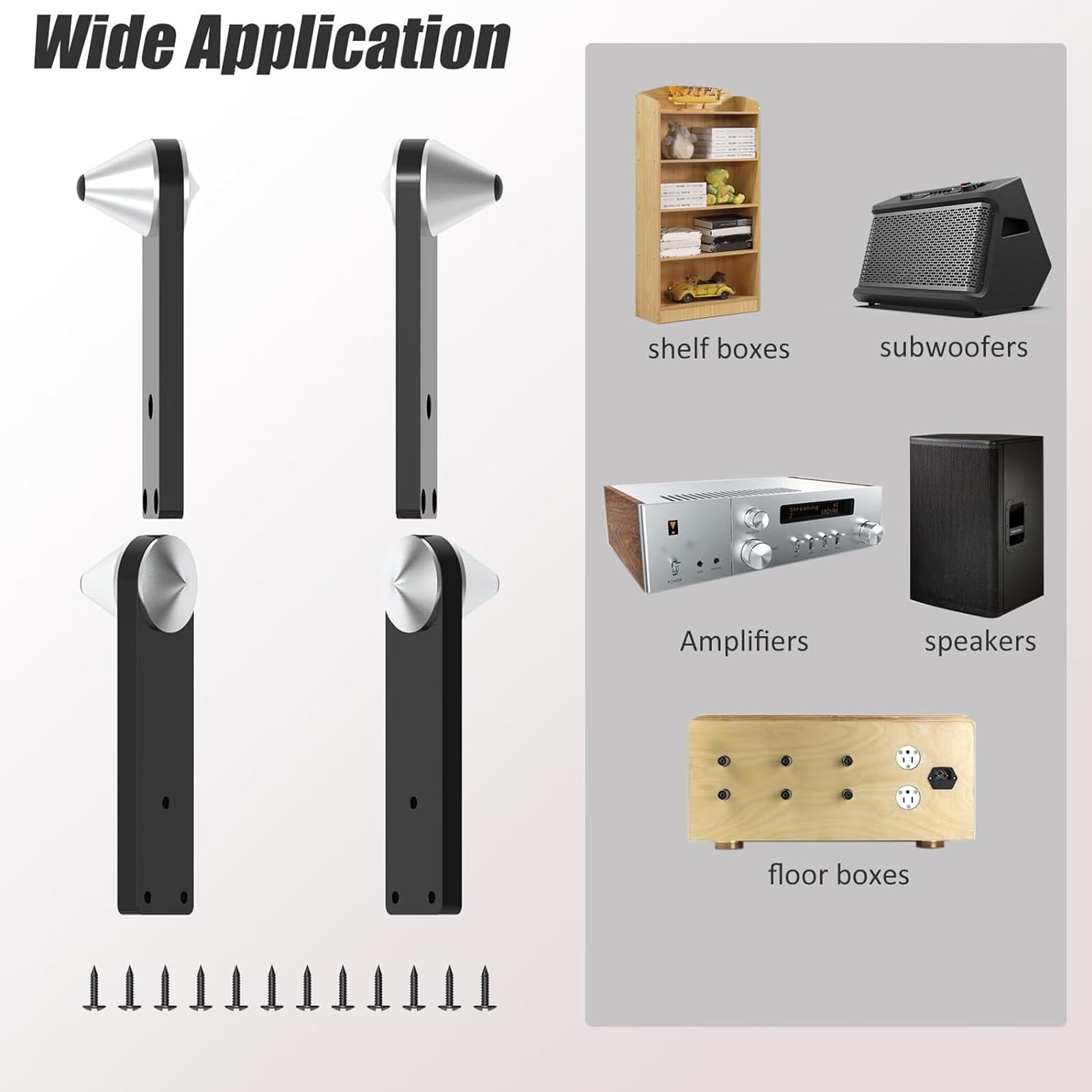 Lautsprecher-Spike-Füße aus Aluminiumlegierung, Stoßfest, Verstellbarer Lautsprecherfuß für Bücherregal-Subwoofer-Leistungsverstärker