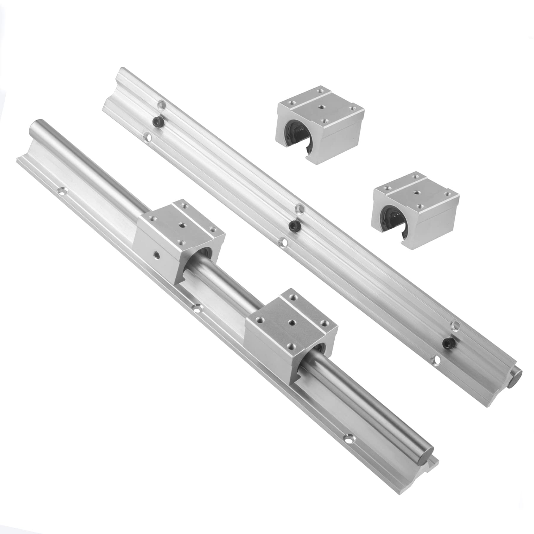 Lot de 2 rails linéaires SBR16-300 mm et 1 jeu de vis à billes SFU1605-300 mm avec roue manuelle BK12 / BF12 CNC Rail de guidage pour imprimante 3D CNC