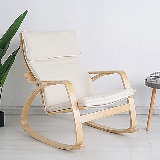 KTOL Cojines para Tumbona Respaldo Alto, Mecedora Cojín Desmontable Cremallera Sillas De Jardín Terraza Cojines para Tumbona con Almohada Espuma De La Memoria Sin Silla-arroz Blanco 135x56cm