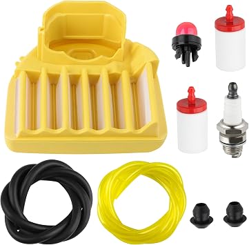 455 Air Filter Fuel Line for Husqvarna 455 460 455E Rancher Parts 461 460 455 E Chainsaw Primer Bulb Fuel Filter Spark Plug Tune Up Kit 599333701 455R 460R Chainsaw Maintenance Kit