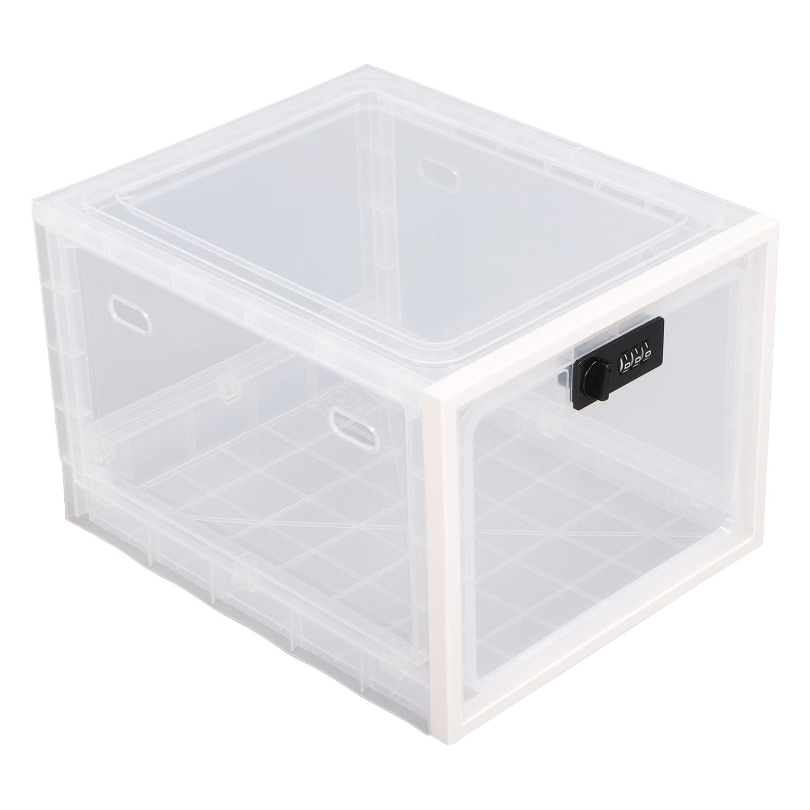 Medicine Case, Lock Box Large Capacity 3 Digit Combination Lock for Snacks (Transparent White)