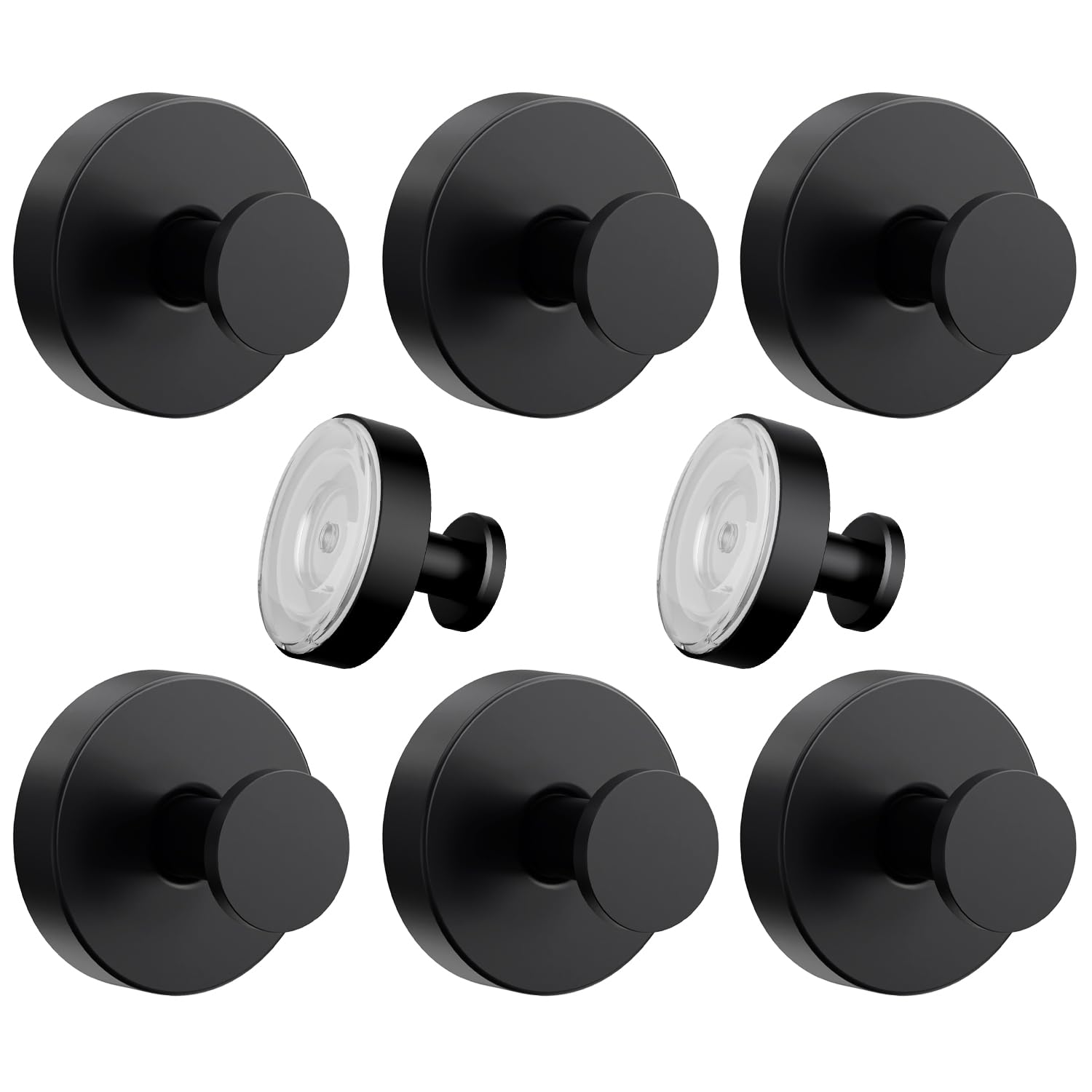 VEHHE 6 Pack Self-Adhesive Hooks, Waterproof Stainless Steel Shower Suction Cup Hooks Weight Capacity 15lbs, Shower Hooks Suction for Wall, Kitchens, Glass, Mirrors (Black)