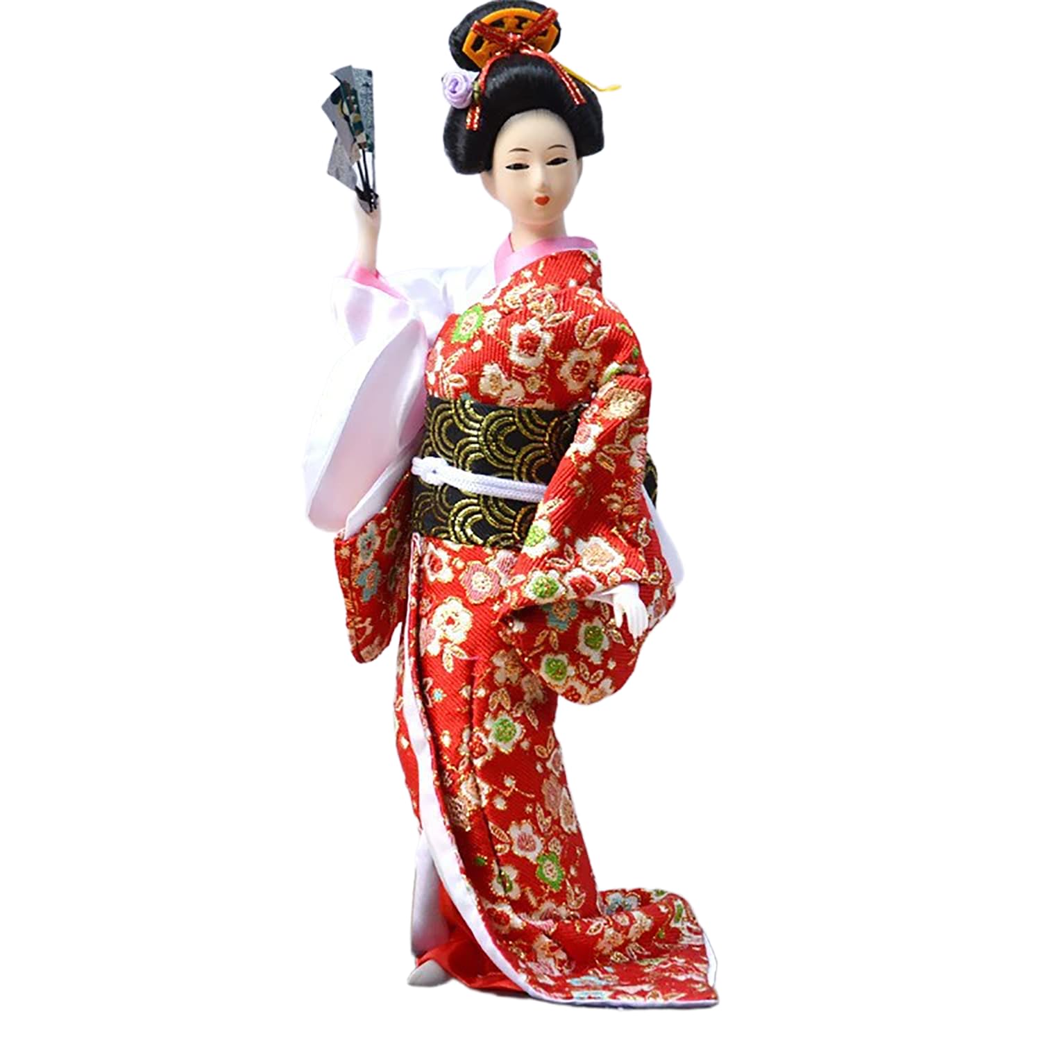 Japanese Geisha Doll 13in Kimono Maiko Resin Figurine Oriental Decor