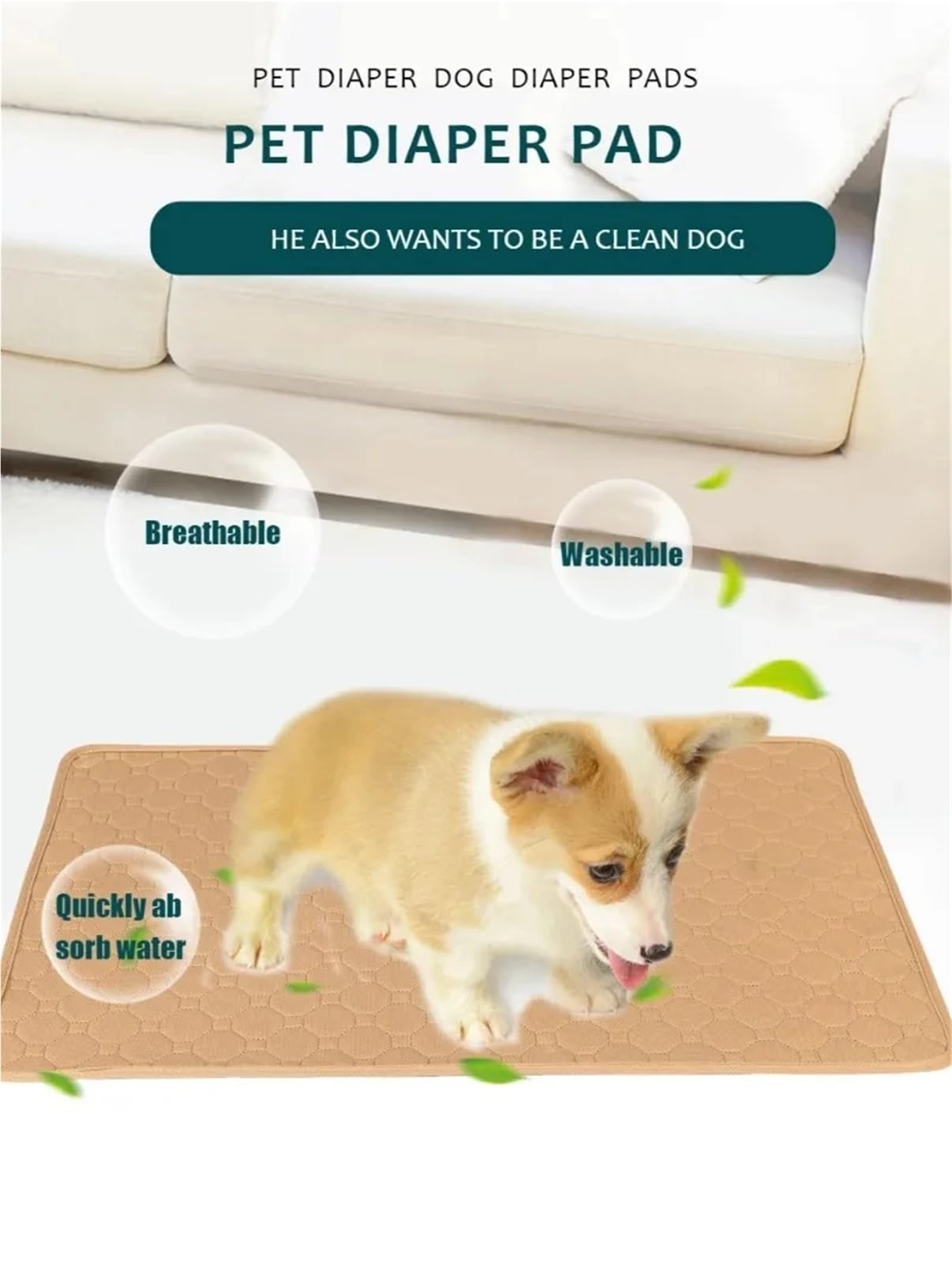 Almohadillas Reutilizables Para Perros Almohadillas for orinar de perros, manta reutilizable, pañal altamente absorbente, almohadilla de adiestramiento de cachorros lavable, cama for mascotas, esteril