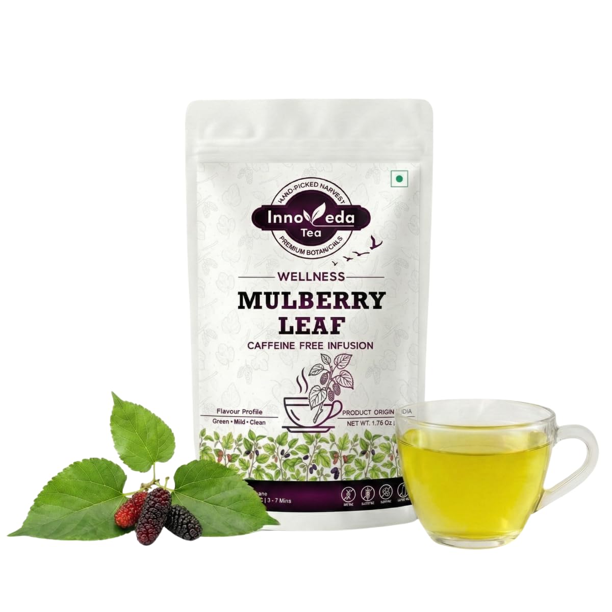 Innoveda Tea Mulberry Leaf Herbal Infusion, Caffeine Free, Loose Leaf, 50g-image-33