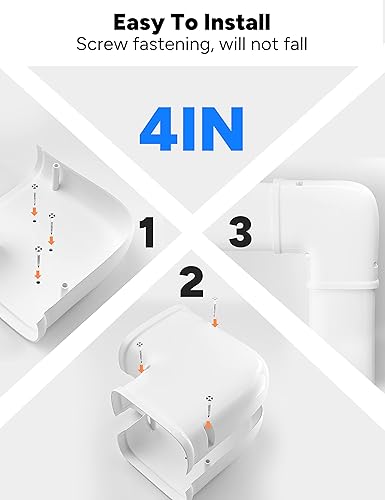 Miniatura 5 de Kit de cubierta de codo plano de 4 pulgadas, accesorios para acondicionadores de aire sin conductos y bombas de calor, decoración de PVC mejorada, a