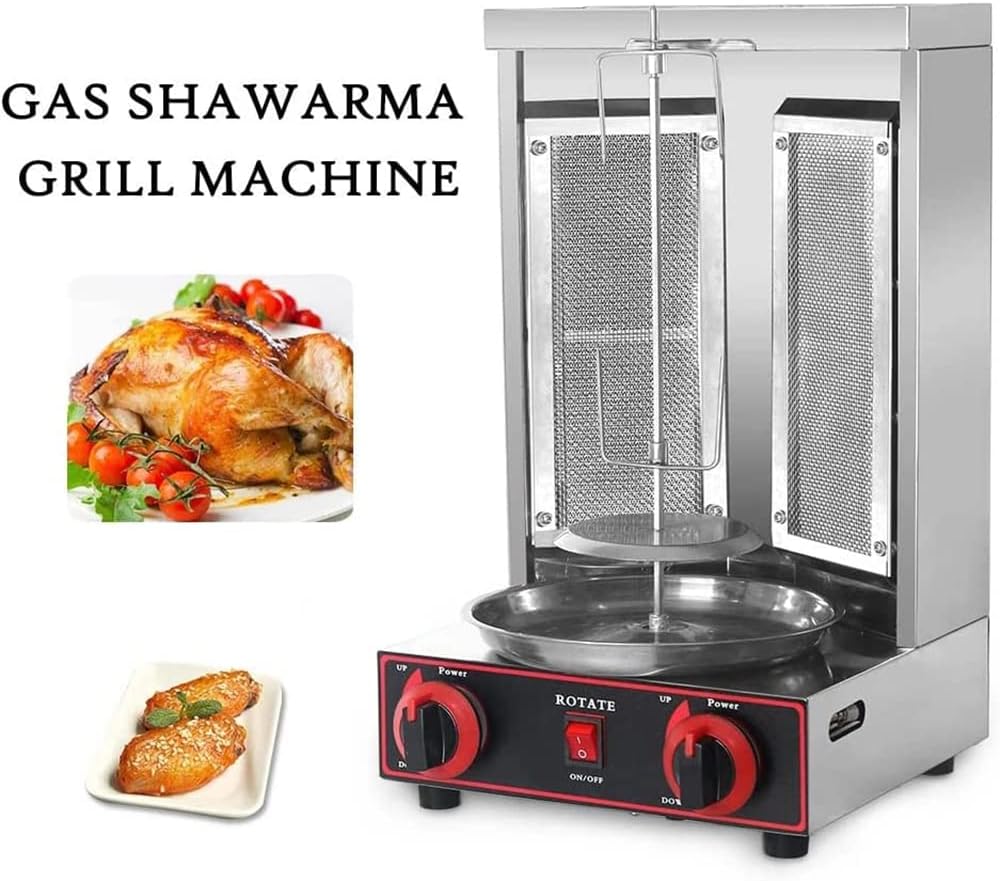 Automatic Rotating Commercial Shawarma Grill, Dual Control Vertical Broiler Gyro Machine for Commercial Home Kitchen