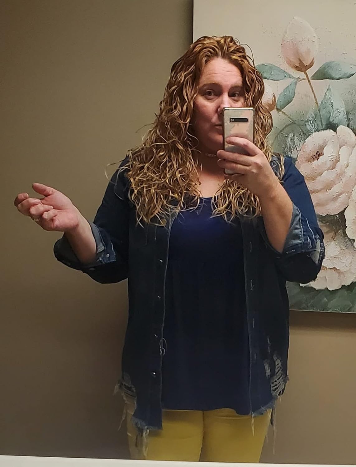 DvaeMalligo Women's Jean Jacket Distressed Button Down Long Sleeve Ripped Oversized Denim Trucker Jean Jackets - Image 3