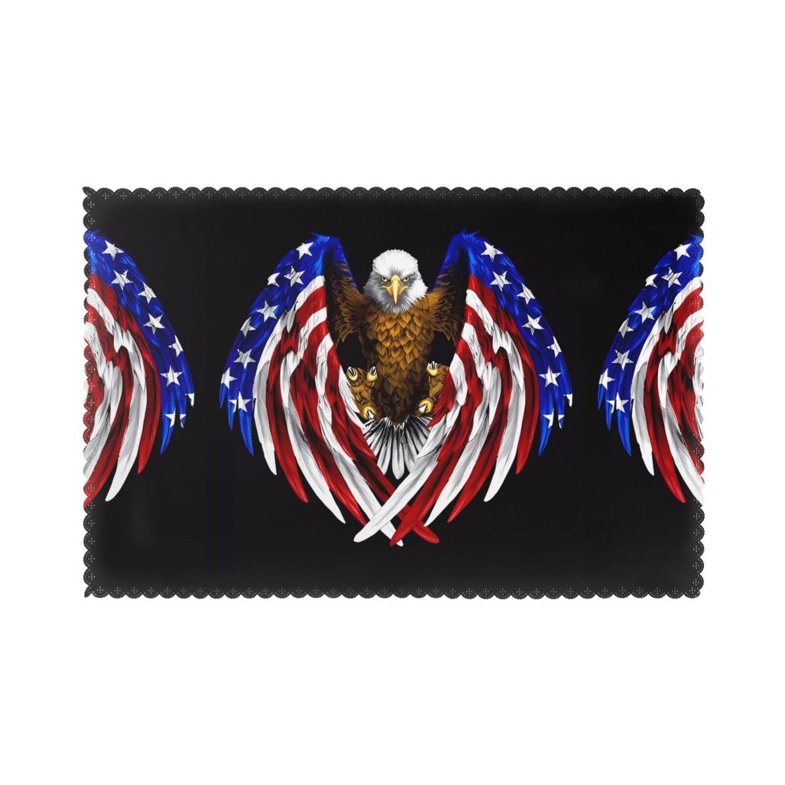 HJFCZH USA Flag Patriotic Eagle Prints Placemats Set of 6 12x18in – A Great Housewarming Gift for a Warm & Stylish Home