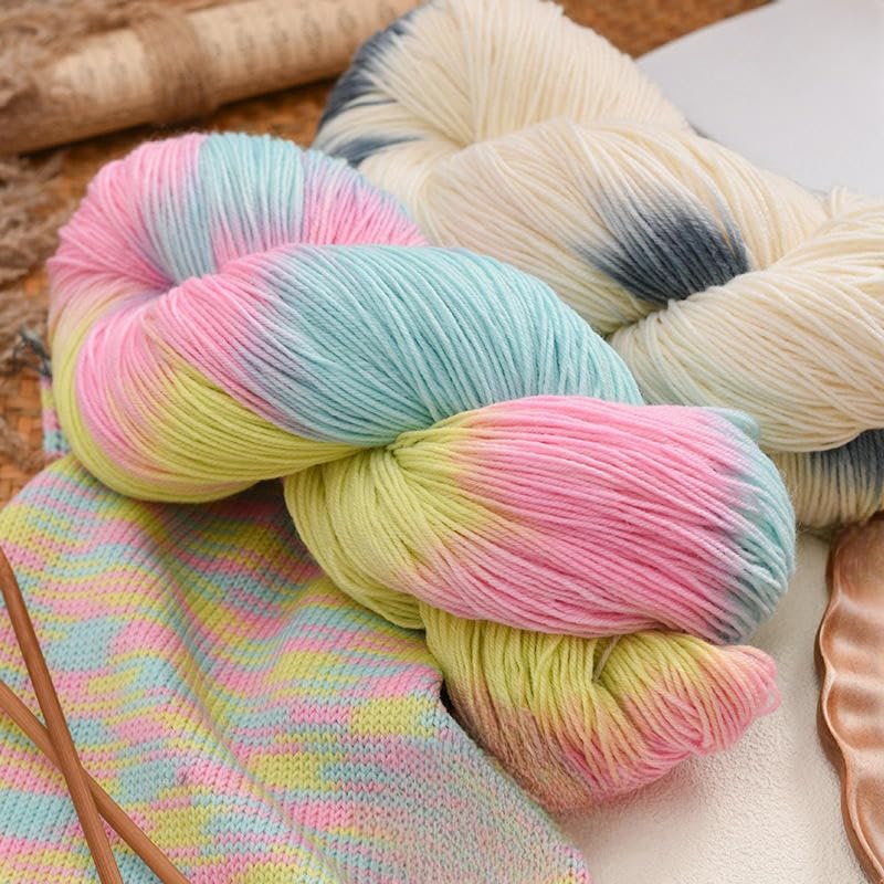 Hilo de Lana 4x250 g, Degradado, para Tejer a Mano, para Tejer suéteres, Bufandas, chales y Gorros