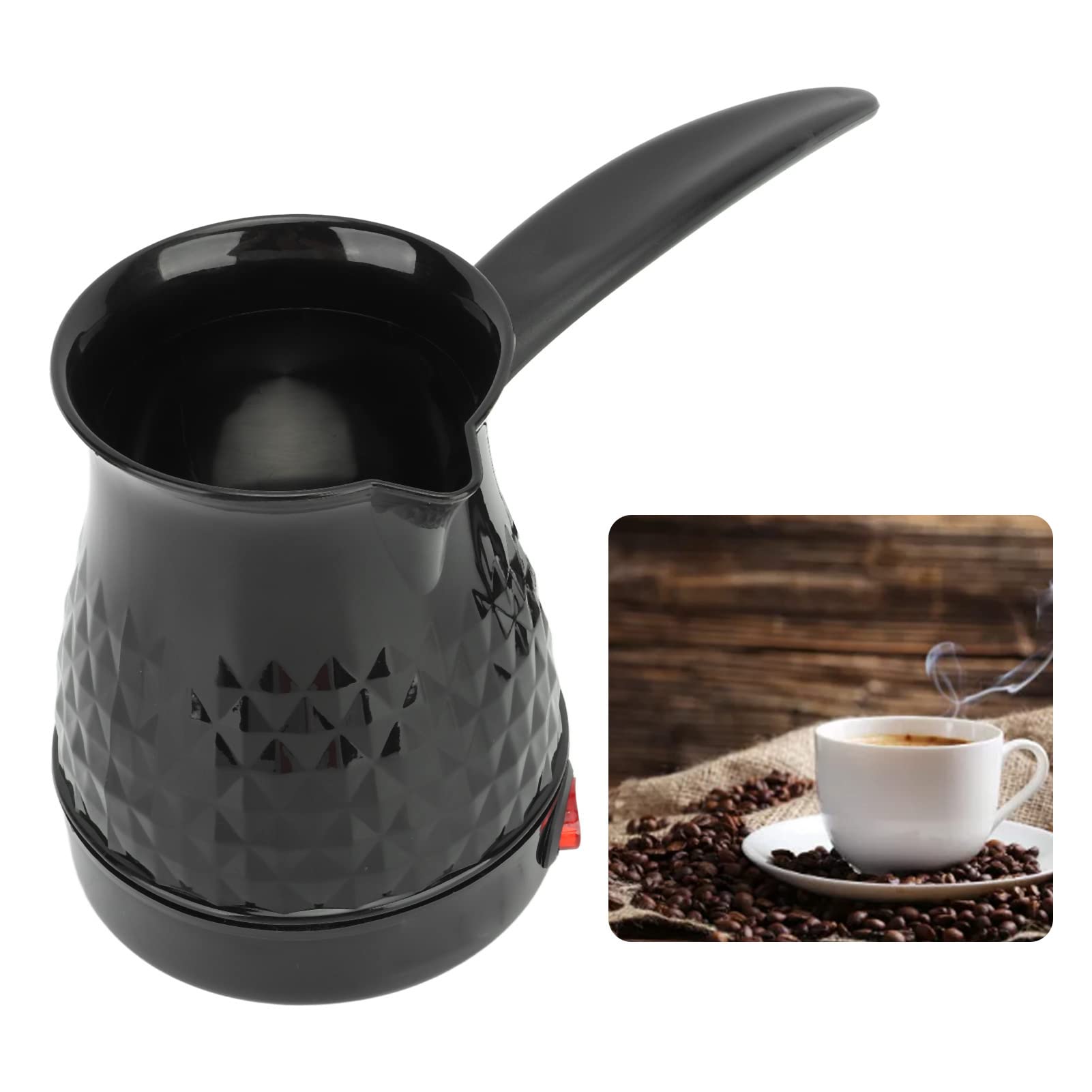 Cafetera, cafetera de acero inoxidable, anti escaldar, incluso calefacción, eléctrica, con mango extraíble, enchufe de EE. UU., 110 V, 20.3 fl oz, 600 W 4
