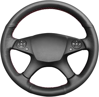 MEWANT Steering Wheel Cover for Mercedes-Benz W204 C-Class C280 C230 C180 C260 C200 C300 Hand Stitched Faux Leather