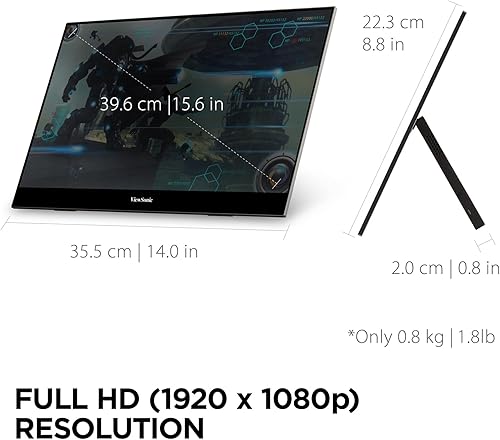 Miniatura 10 de ViewSonic VX1655-4K-OLED Monitor OLED portátil 4K UHD de 15.6 pulgadas con alimentación de 2 vías USB C de 60 W, mini HDMI, altavoces duales y