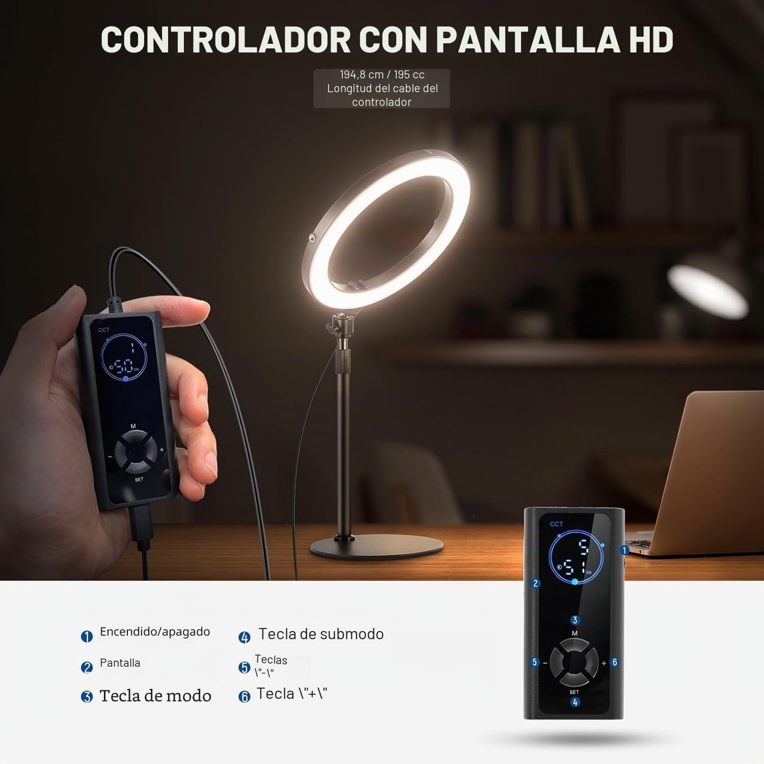 NEEWER 12" Ring Light de Mesa de Alta Potencia 24 W con Soporte/Soporte para teléfono, luz Selfie videoconferencias LED para iPhone Streaming Maquillaje Vlog Video Laptop Computer Webcam Zoom Call