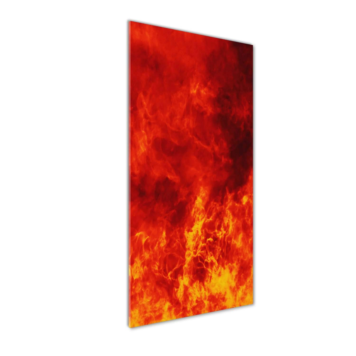 Impression sur Verre Acrylique 50x125 cm Tulup - Tableau Mural Rouge Motif Flammes