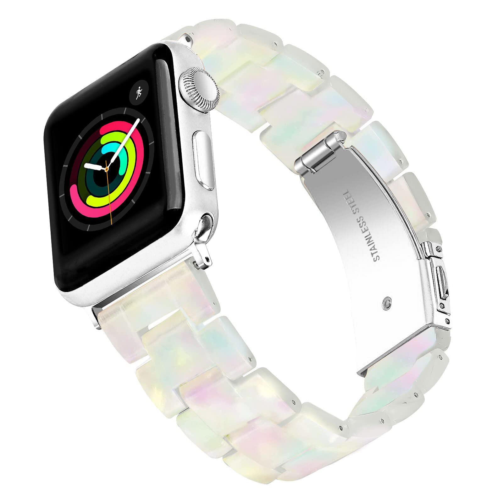 NYENEIL Compatible with Apple Watch Band 38mm 40mm 41mm 42mm 44mm 45mm Ultra 49mm for iWatch SE Lightweight Resin Wristband Bracelet Strap Series 9 8