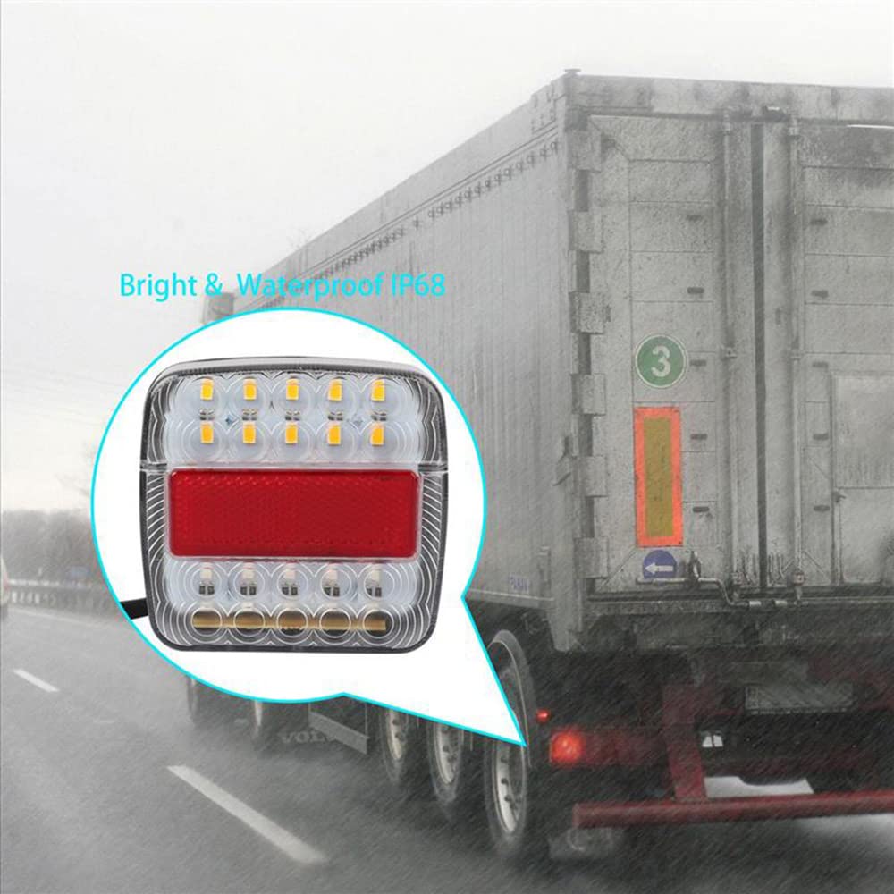 2 Piezas Camión De Luz Trasera Trasera Indicador De Señal De Giro De Led Luce De Freno Impermeable para El Remolque del Automóvil 12v 26 Vuelvo