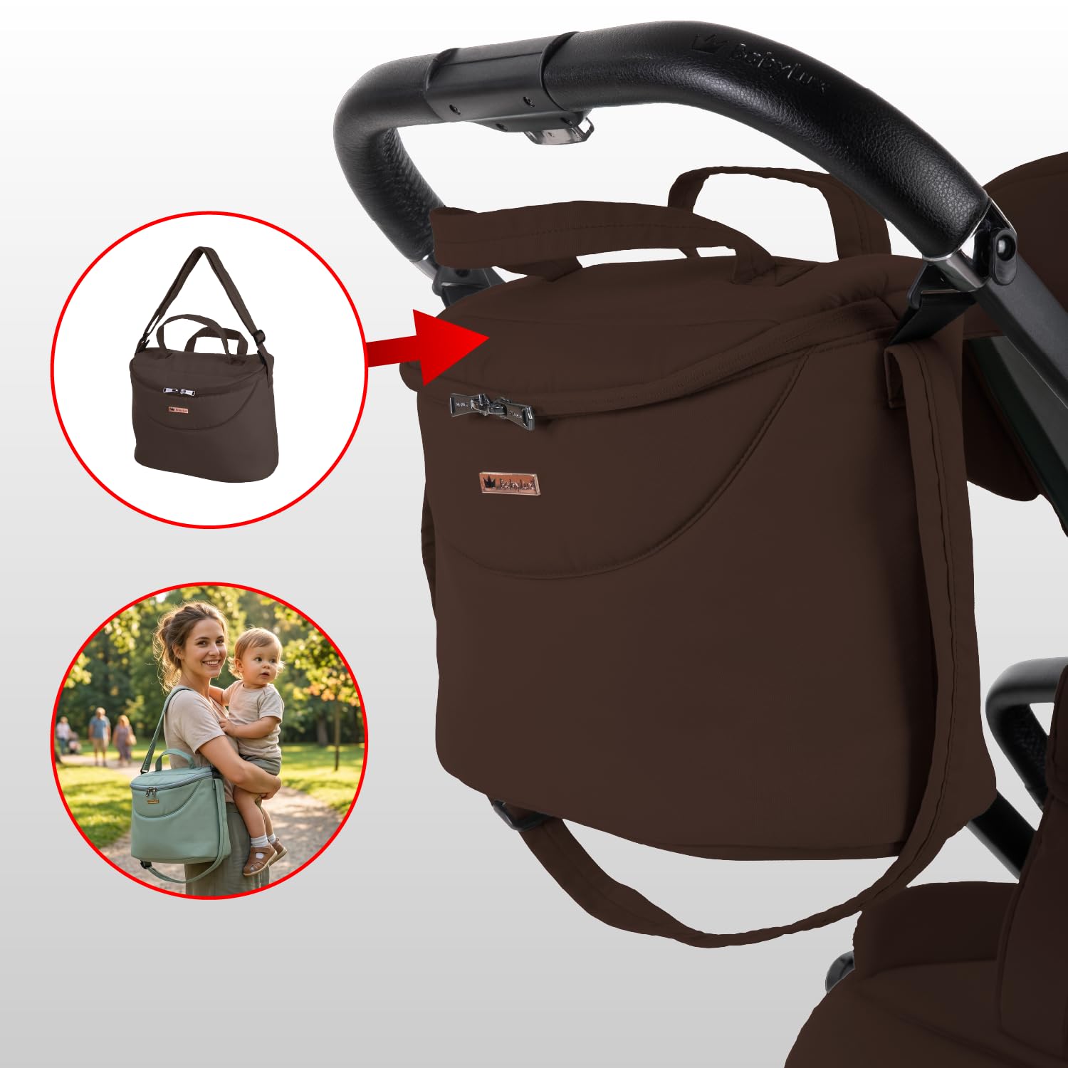 Babylux Passeggino Leggero da Viaggio SCALE, Funzione Reclinabile, Brownie | Passeggino Pieghevole, Manubrio Telescopico, Ripiegabile In Modo Compatto, Borsa Per Pannolini E Viaggio E Altri Accessori