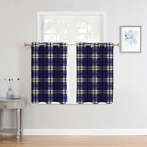 Miniatura 2 de Window Curtains 2 Panel Sets Navy Blue Decor Grommet Short Divisor De Habitaciones Cortinas para Ventanas De Cuarto 55Inch Width by 55Inch Length,2
