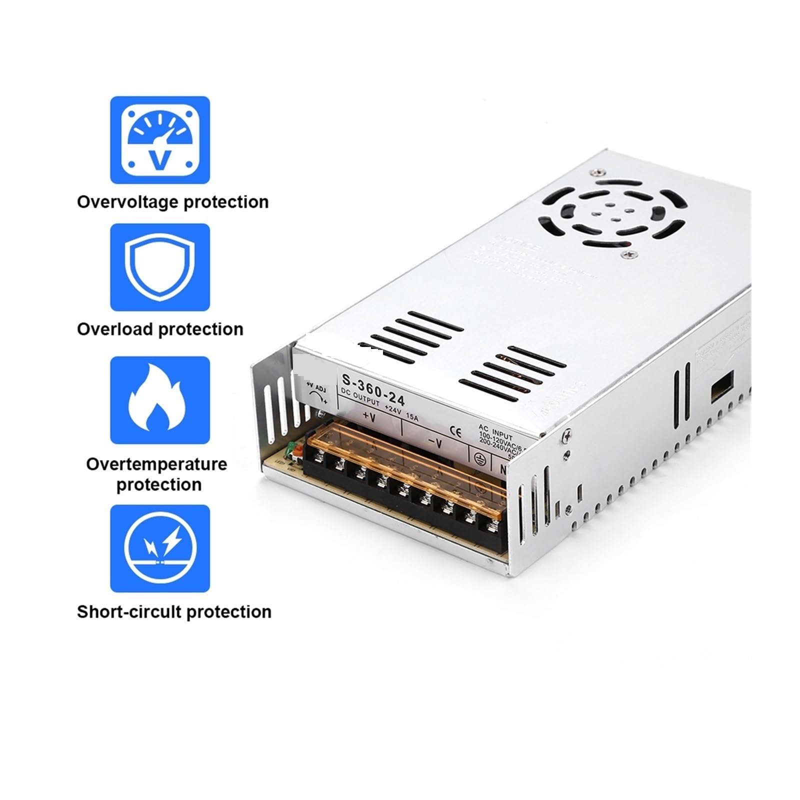 Zasilacz laboratoryjny, DC 12V 24V 36V 48V Zasilacz Impulsowy 220 Do 12 24 36 48 2A 10A 15A 20A 30A 40A 50A 60A Moc Transformatora(36V 10A 360W)
