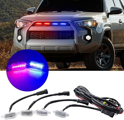 Miniatura 10 de Sidaqi 4 luces LED de 12 W ámbar para rejilla delantera de automóvil, luces de circulación diurna ámbar, DRL, cubierta de parachoques delantero,