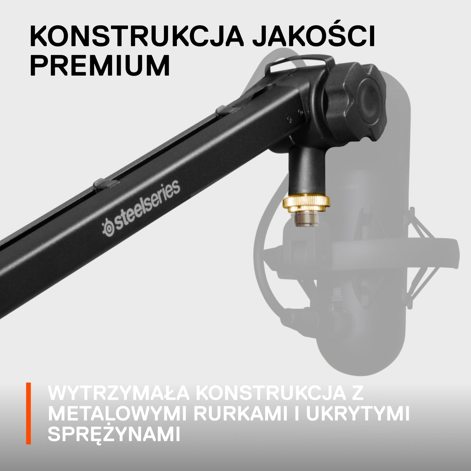 SteelSeries Alias/Alias Pro Mic Boom Arm — do gier, transmisji strumieniowej i podcastów — obrót o 360° — zacisk biurkowy — składana konstrukcja nożycowa — ukryte sprężyny — zarządzanie kablami —
