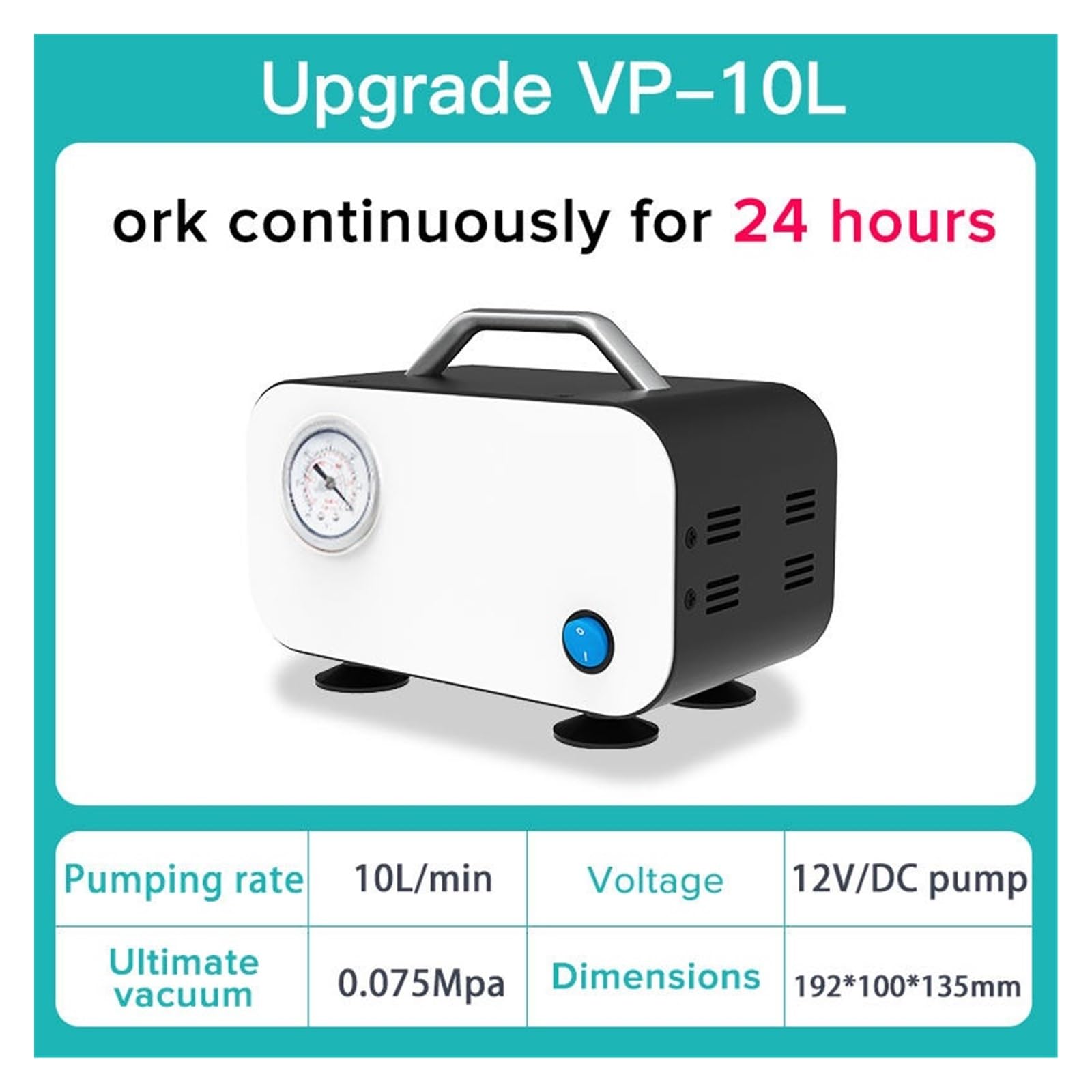 Schütteltisch DC 12 V Mini ölfreie Membran-Vakuumpumpe Laborfilterpumpe Tragbare Unterdruckpumpe Laborausrüstung(VP-10L)