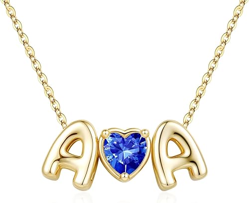 M MOOHAM Initial Birthstone Necklaces Gifts for Women - Two Initial Necklaces fo