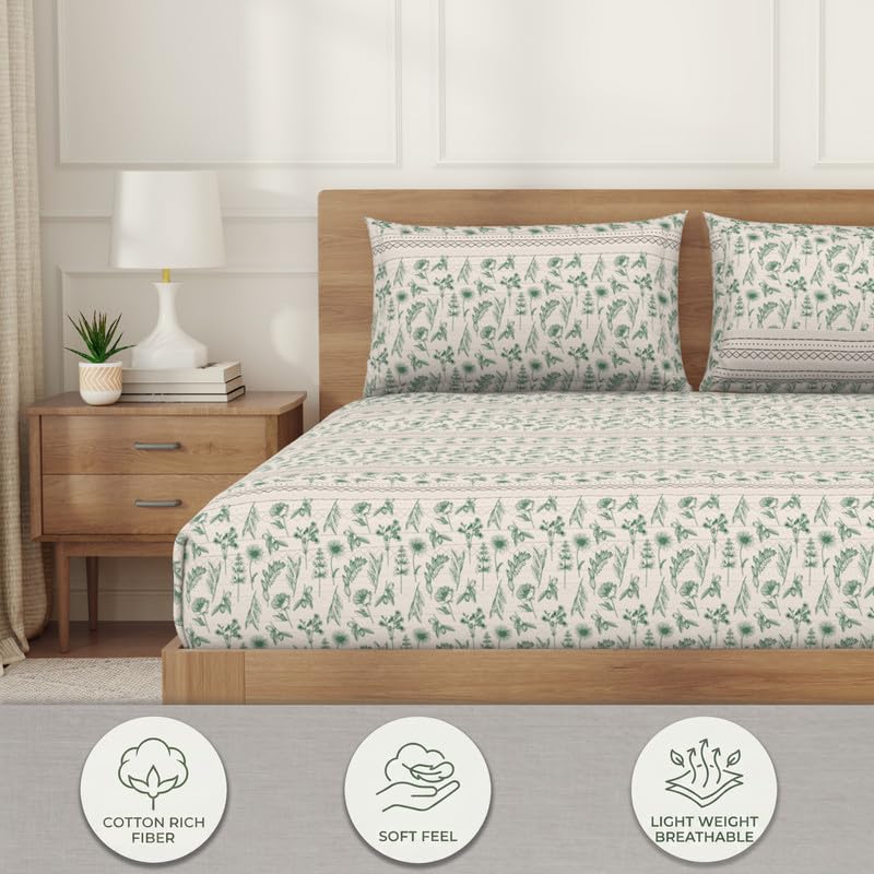Image of Welspun Arlo Microfiber Double Bedsheet with 2 Pillow Covers, 220 x 240 cm Double Bed Sheet, Soft Breathable Fabric, Fade Resistant, Easy Care, Comfortable Cooling Bed Sheet, Beige