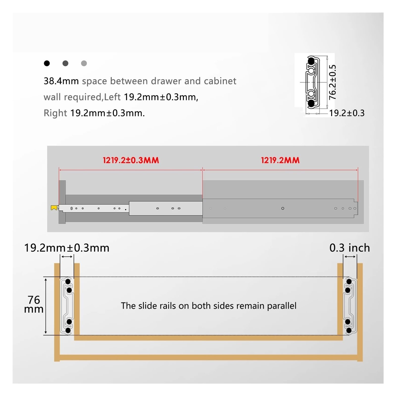 Guida for cassetto ad estrazione totale con serratura - Capacità di 220 kg for cassetti industriali e veicoli modificati 1 pz(10-25.4 CM)