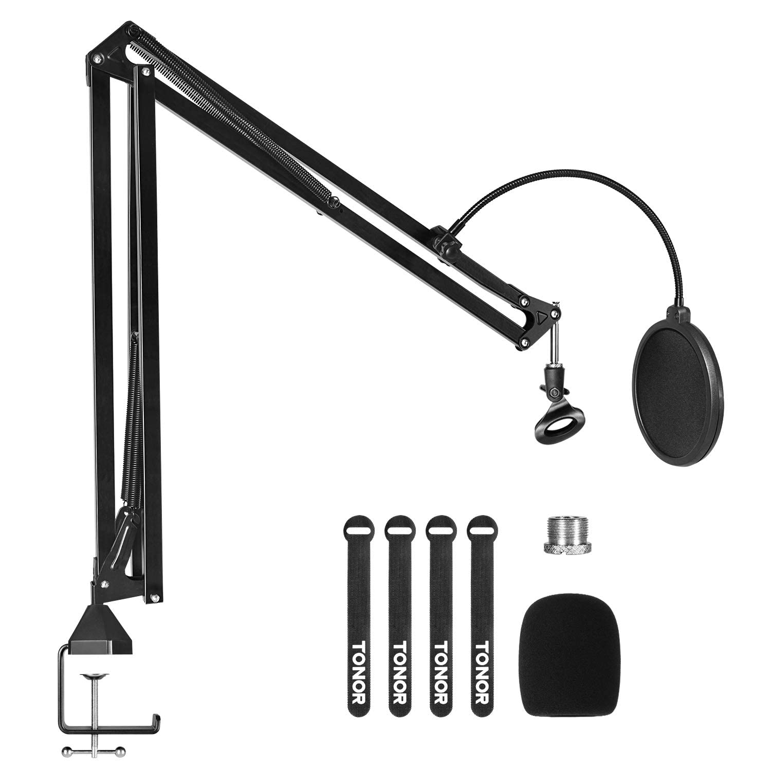 Microphone Stand Extension Arm, TONOR Studio Suspension Scissor Boom Arm with Pop Filter, 3/8