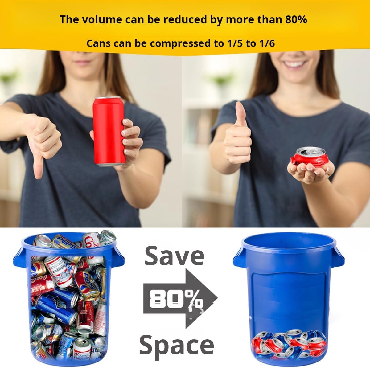 Electric Aluminum can Crusher,can Crusher Wall Mounted Kitchen,can Crusher Aluminum,with Push Button Control for 200-500ml Cans, 200-330ml Plastic Water Bottles