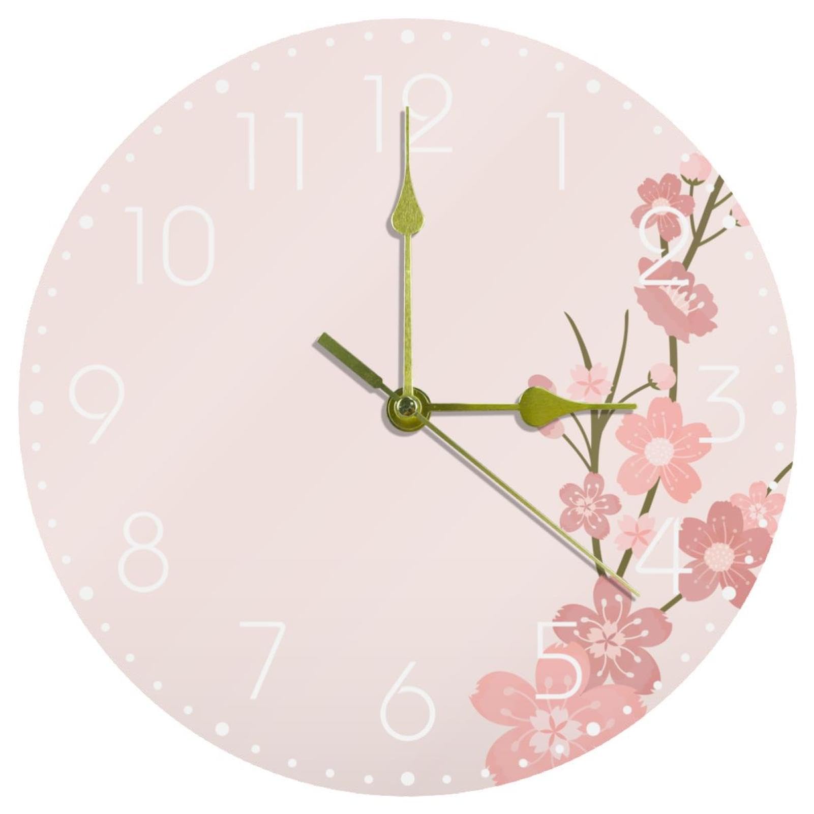 Horloge murale pour salon et cuisine design cerisier nature
