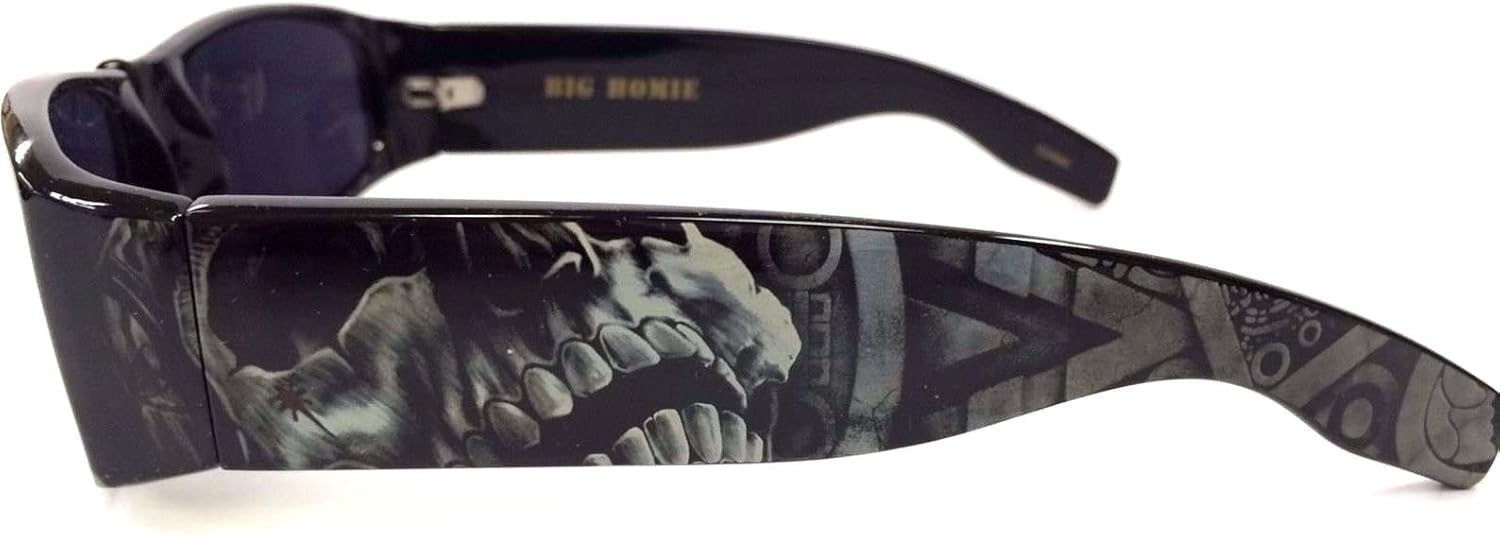 Dyse One Authentic Shades Aztec Skeleton Black Sunglasses California Lowrider Style